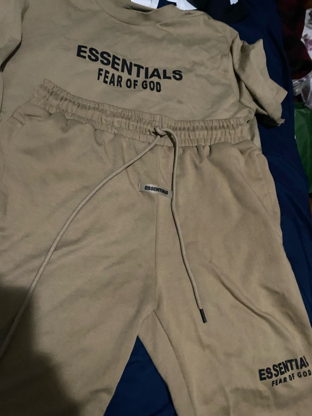 Essentials Tan T shirt and Shorts Set